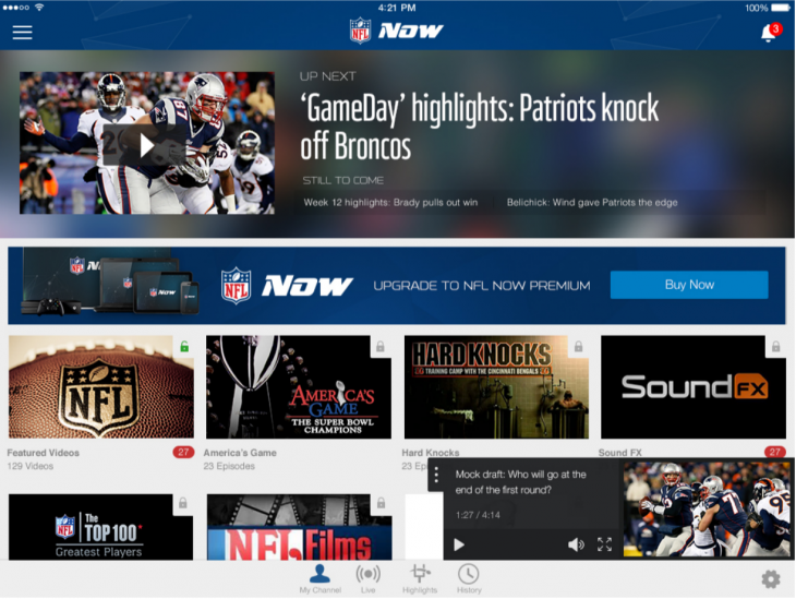 NFL Now app expands to set-top devices, with a premium option for instant in-game highlights