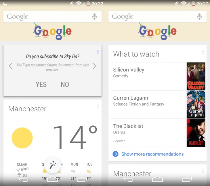 Google Now TV Cards