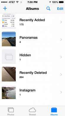 New default photo folders in iOS 8