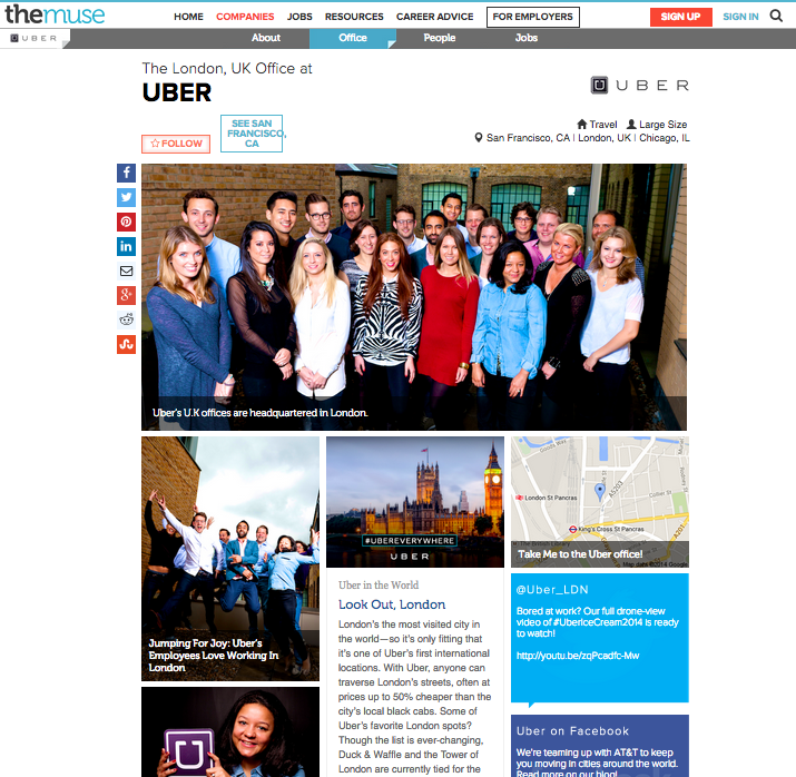 Uber London office page
