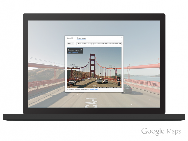Google maps street view embedded into website