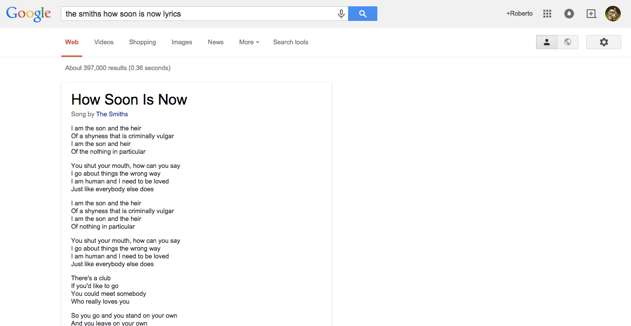 Google Search Results Now Include Song Lyrics