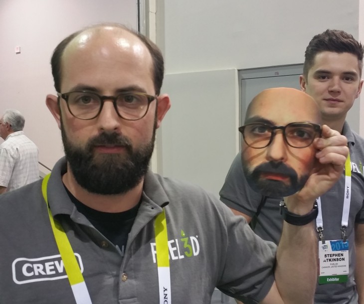 Fuel3D CMO Stephen Crossland with a 3D-printed model of himself