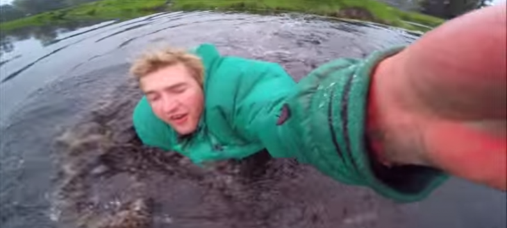 Would you jump into a river to save your drone? This guy did…