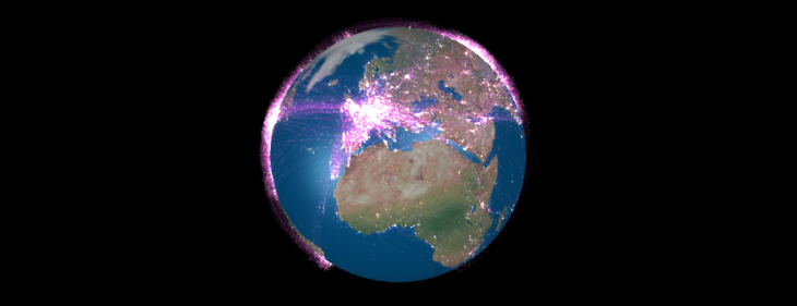 This visualization of the world’s airline flight traffic is mesmerizing