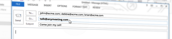 Get on a conference call in seconds by copying in this email address