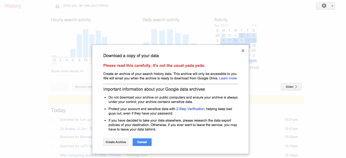 You Can Now Download your Google Search History