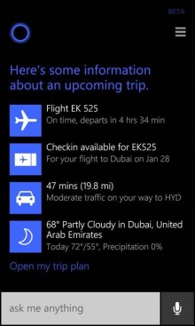 Cortana flights