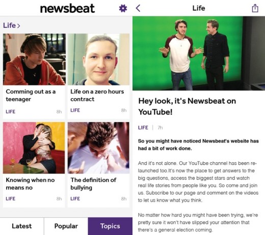 Newsbeat screens