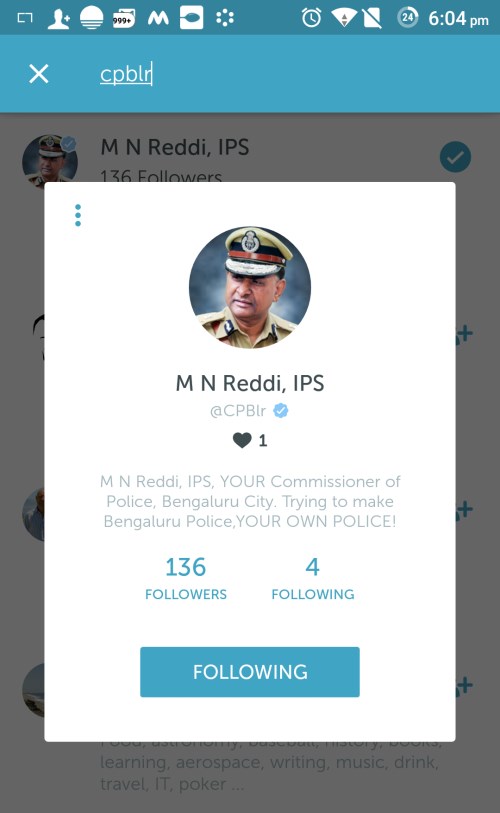 MN Reddi Bangalore Police Periscope
