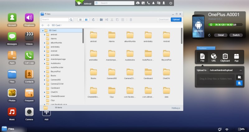AirDroid screen