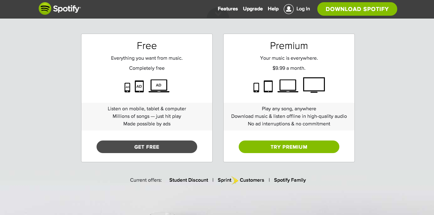 Spotify-pricing-page