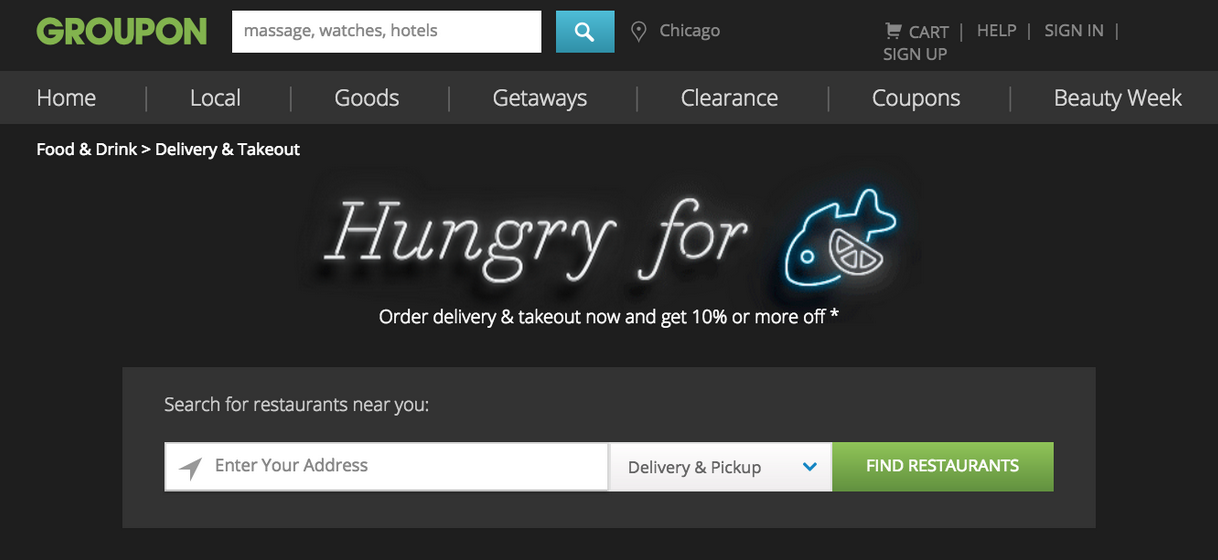 Groupon launched its own food delivery service to shield you from being coupon-shamed