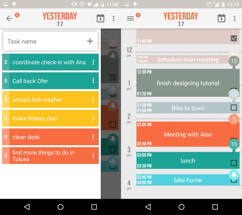 Add all your tasks and then organize them on your calendar timeline