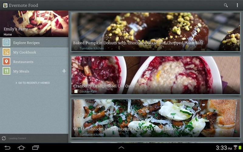 Evernote food screen