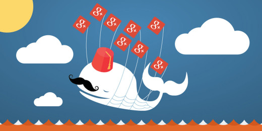 The Fail Whale in a beautiful Google + Twitter dream by @napilopez