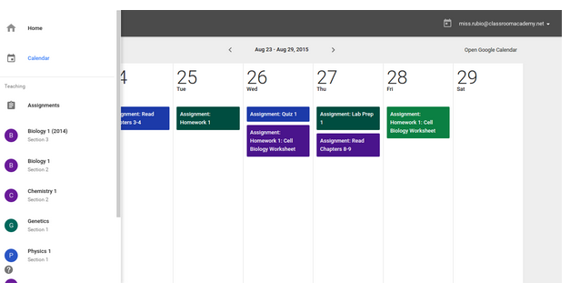 Google Calendar integration with Google Classroom