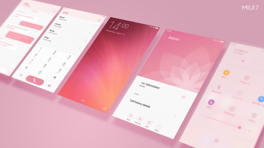 MIUI 7 System UI with the new Rosé theme