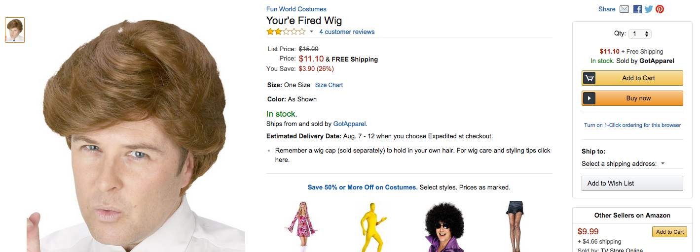 Get your own Donald Trump wig on Amazon or keep your self-respect