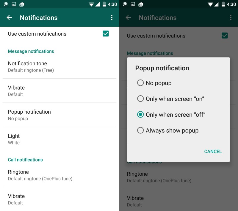 Set notifications for each contact