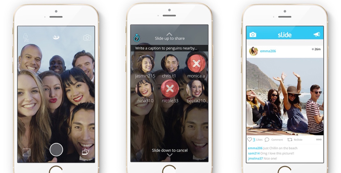 Slide for iOS lets you send pics to any user within 200 feet whether you know them or not