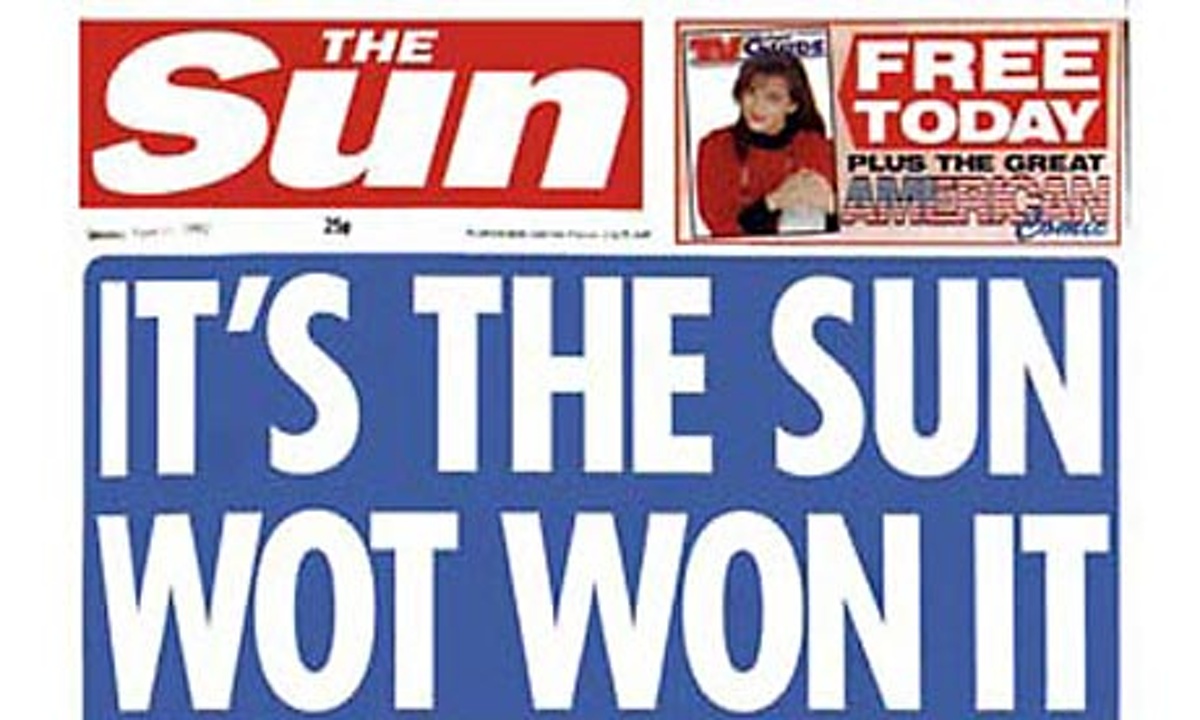 It's The Sun wot boasted about electoral maths which were not entirely down to it…
