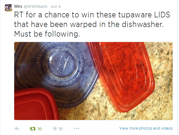 What a wonderful prize! Warped Tupperware lids…