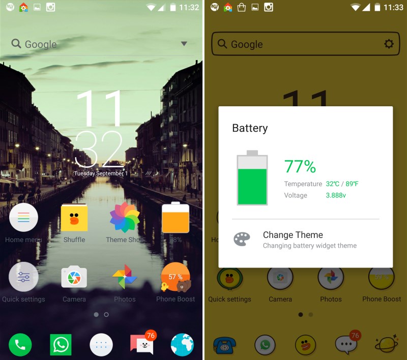 Line Launcher includes wallpapers, icons and a few functional widgets too