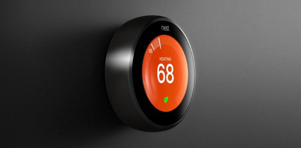 The updated Nest thermostat has a bigger screen, smaller size