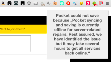 Pocket has been down for hours and people are starting to panic