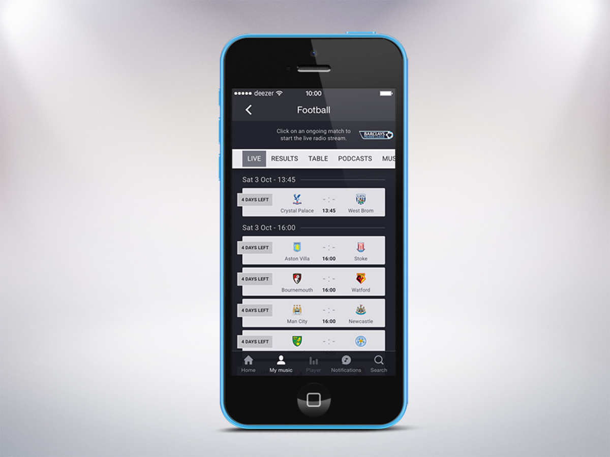 Deezer adds dedicated football section for UK and German users