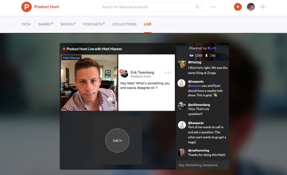 Product Hunt’s AMA sessions now feature live video chats