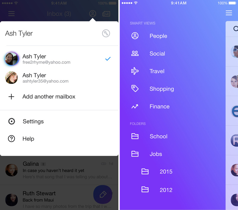 Yahoo mail new interface