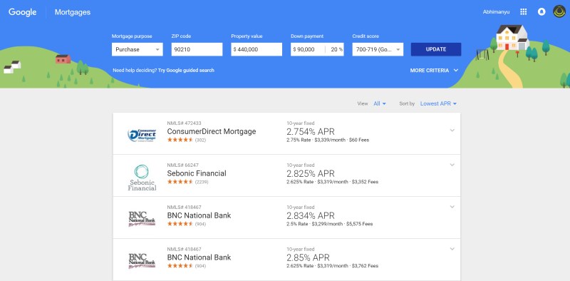 Google Compare now lets you check out mortgages for purchasing and refinancing homes in California