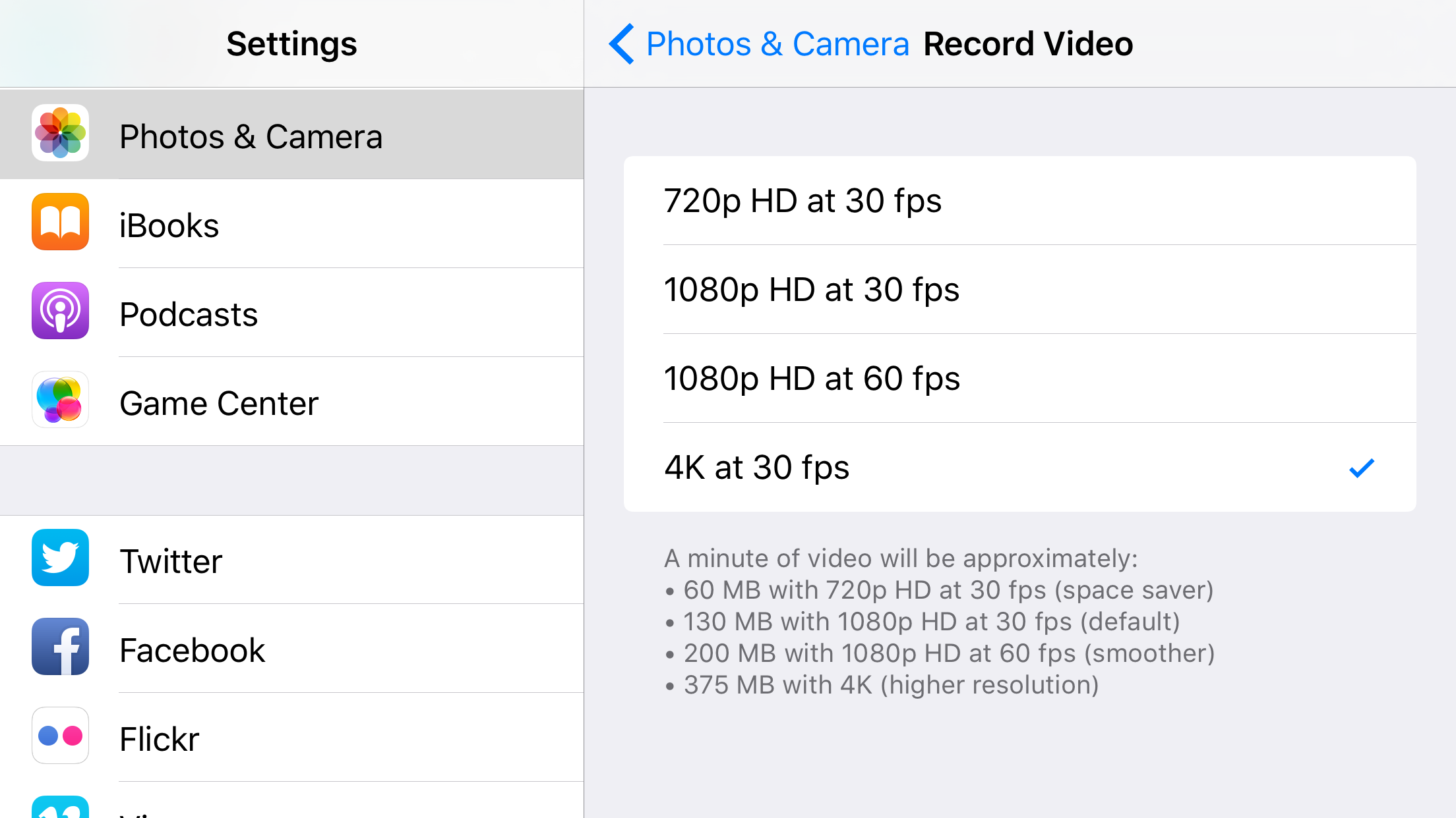 4K video on iPhone