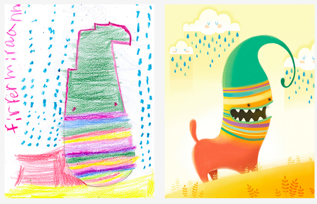 This lovely Kickstarter project pairs kids drawings with artists across the world