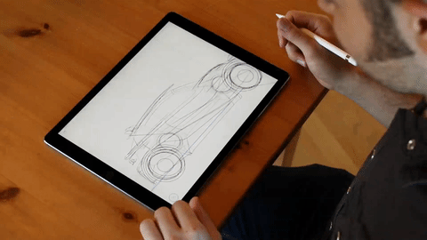 uMake takes 2D sketches and renders them as 3D models on the iPad Pro