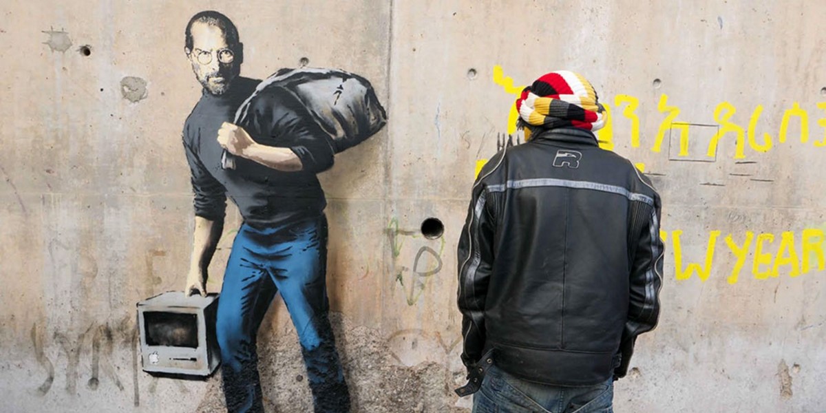 Banksy uses new Steve Jobs artwork to raise awareness about stigma and plight of refugees