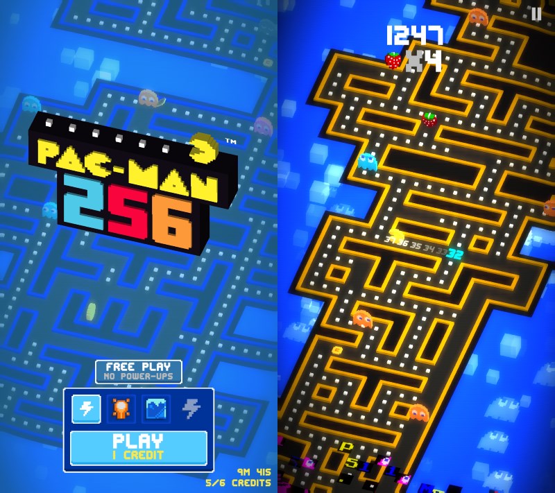 Pac-Man 256 looks great and lets you play in portrait or landscape mode
