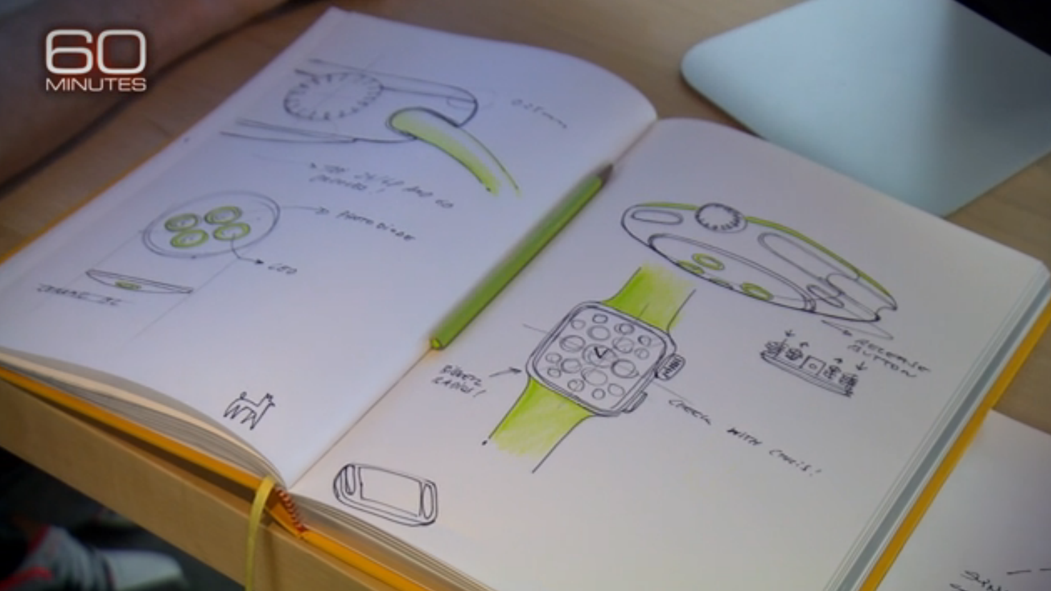 Jony Ive's 'sketchbook' showing the Apple Watch design
