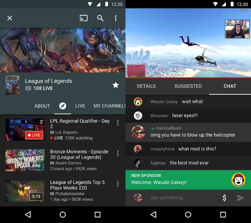YouTube Gaming lets you catch up on game streams with live chat and recommendations
