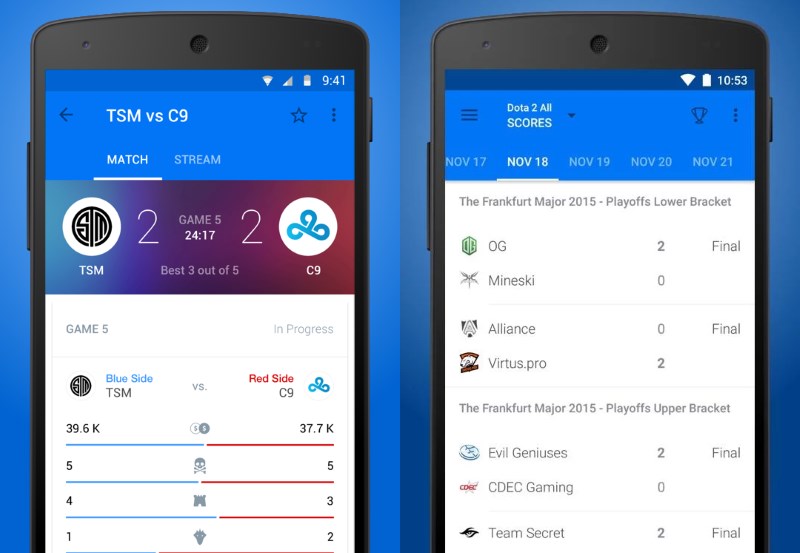 theScore's eSports app brings you live updates, standings and more from a host of popular competitive games