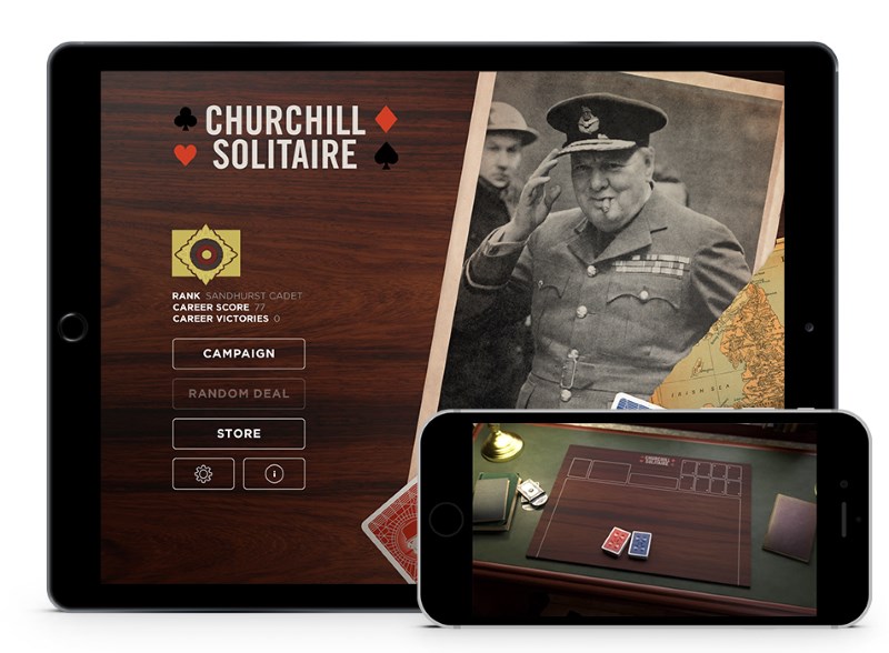 Churchill Solitaire features two card decks and unique rules