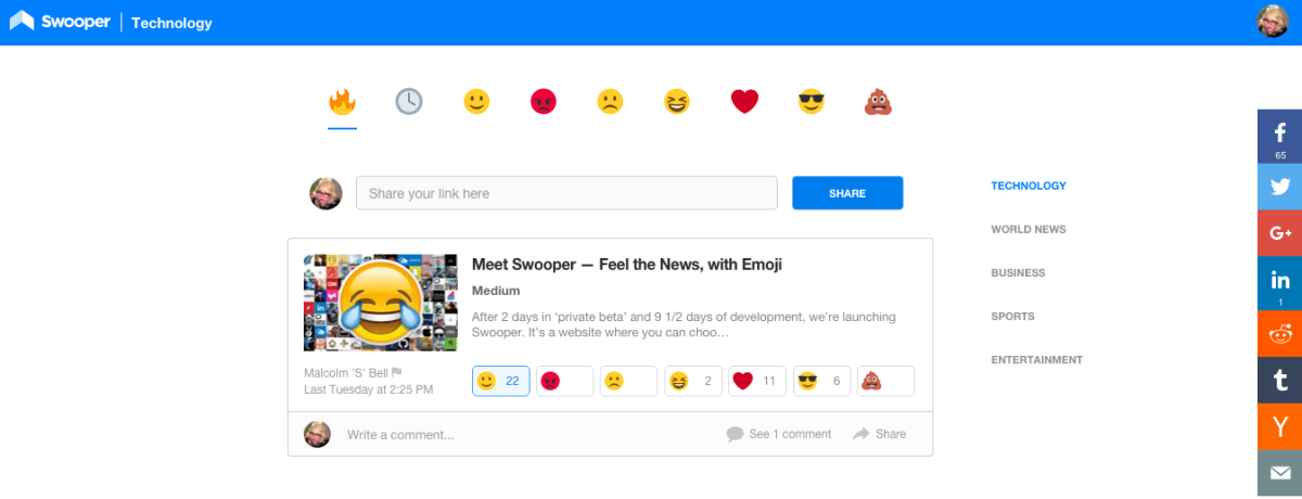 Swooper is the new emoji-led news site from the team behind Mailcloud