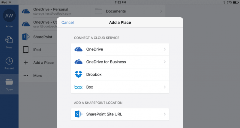 You can now access Dropbox and Box files on Office for iOS