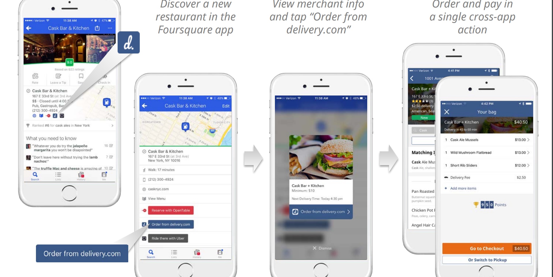 Foursquare adds deep-linking integration with Delivery.com