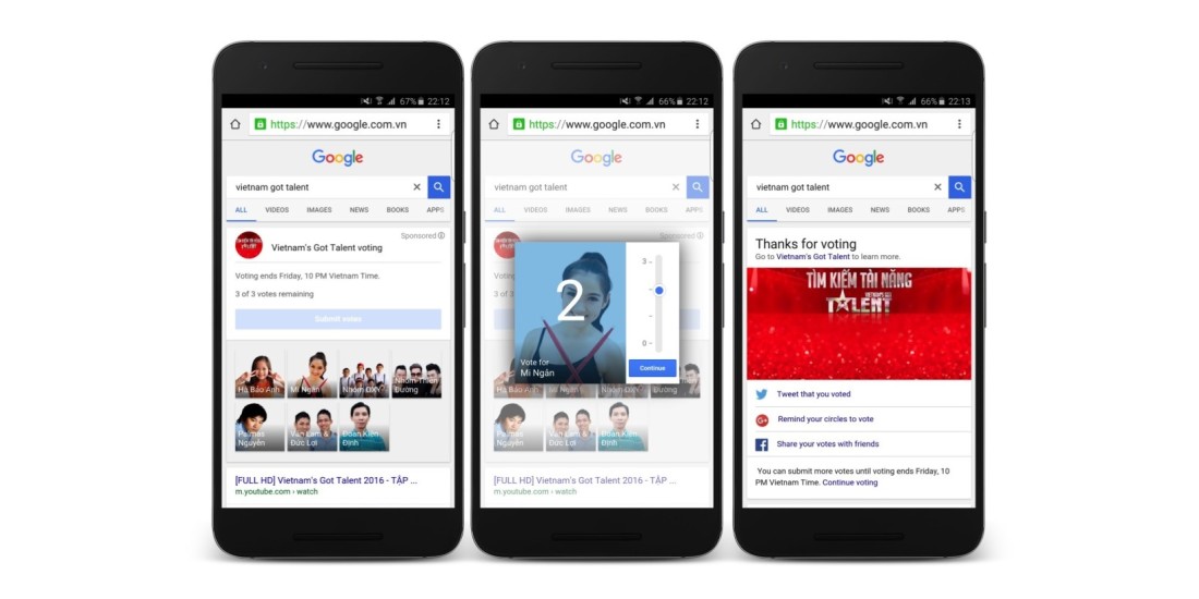 Google will let you vote for your favorite talent show contestants from search results
