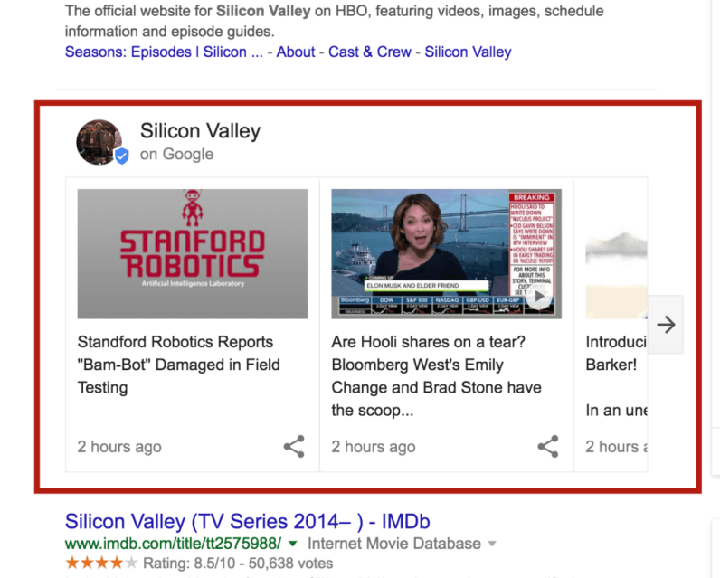 Try Googling ‘Silicon Valley’ for some real, fake news from the HBO show