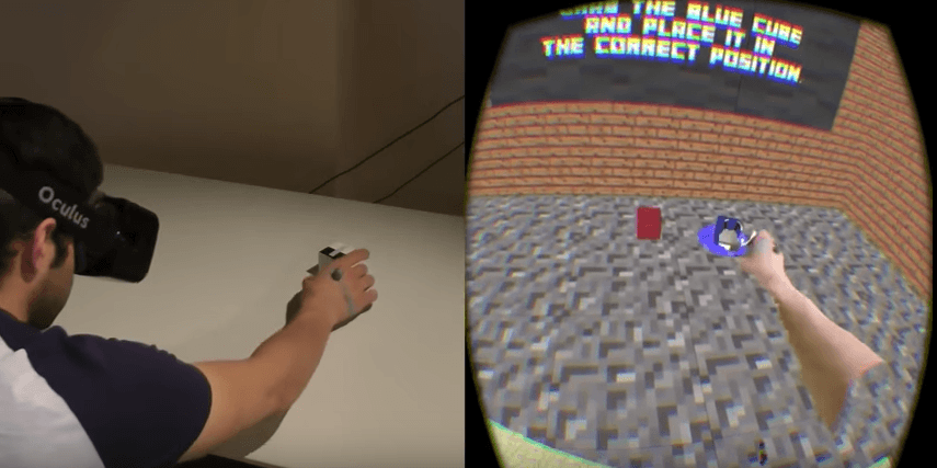 Microsoft can trick VR gamers into thinking they’re stacking real Minecraft blocks