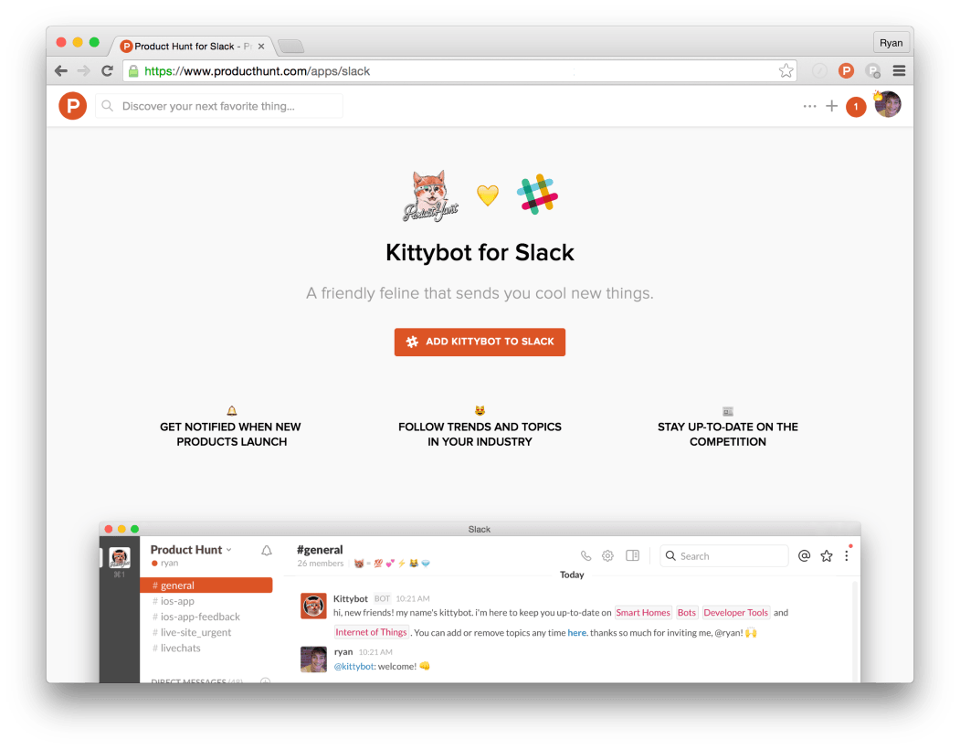 Product Hunt joins the automation game with its first Slack-based bot